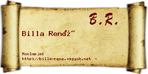 Billa René névjegykártya